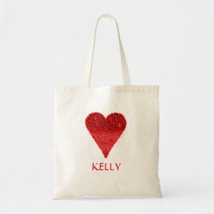 Personalized Colourful Red Heart Tote Bag