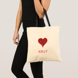Personalized Colourful Red Heart Tote Bag