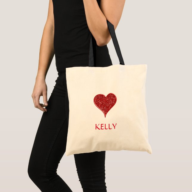 Personalized Colourful Red Heart Tote Bag (Front (Product))