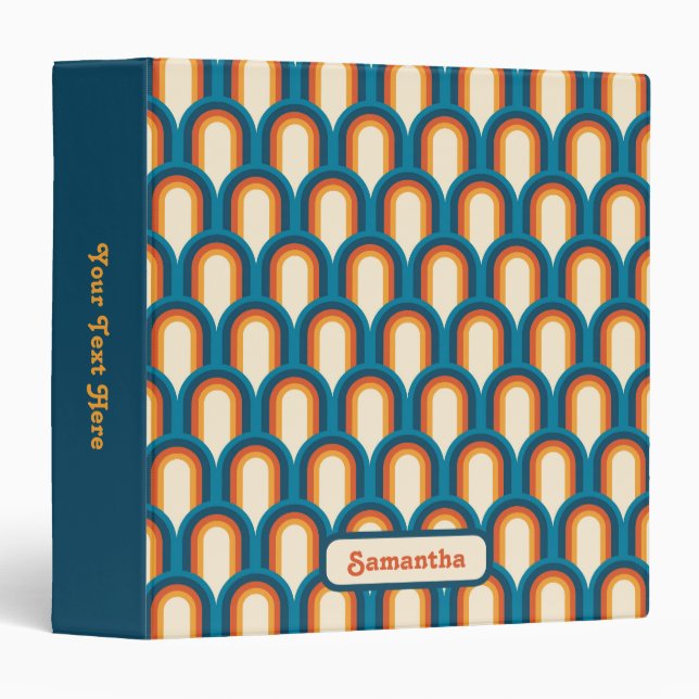 Personalized Colourful Retro Arch Rainbow Pattern  Binder (Front/Spine)