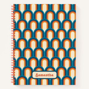 Personalized Colourful Retro Arch Rainbow Pattern Notebook