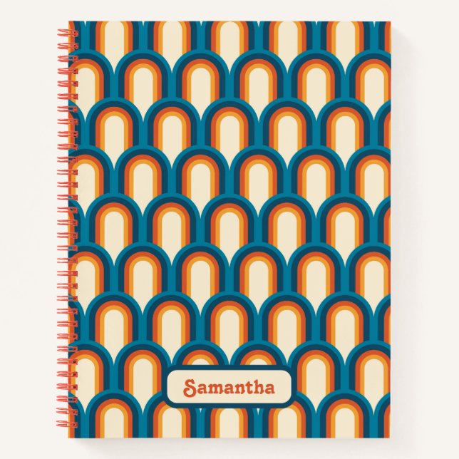 Personalized Colourful Retro Arch Rainbow Pattern Notebook (Front)