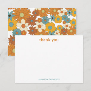Personalized Colourful Retro Flower Pattern Thank You Card