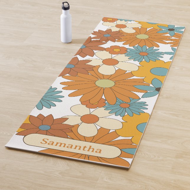 Personalized Colourful Retro Flower Pattern  Yoga Mat (In Situ)