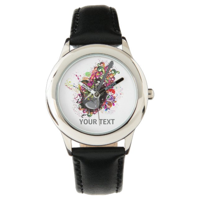 Personalized Colourful retro music guitar watch (Front)