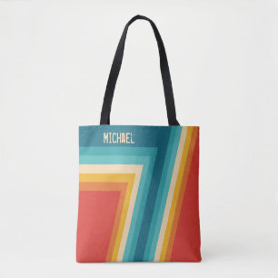 Personalized Colourful Retro Stripes - 70s, 80s Tote Bag