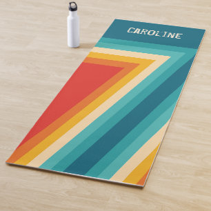 Personalized Colourful Retro Stripes - 70s, 80s  Yoga Mat