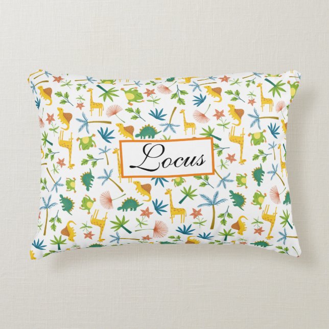 Personalized colourful safari nursery giraffe boy accent pillow (Front)