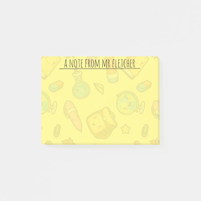 Personalized Colourful School Supplies Pattern Post-it Notes (Front)