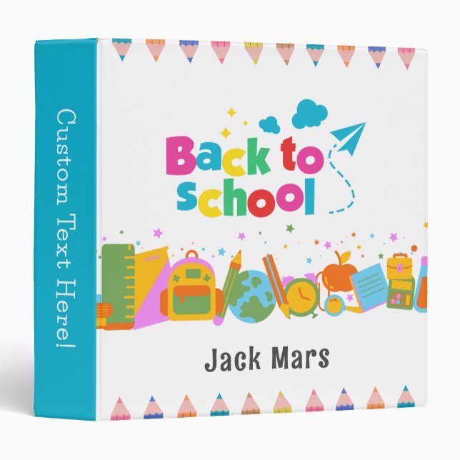 Personalized Colourful School Supplies & Pencil Binder (Front/Spine)