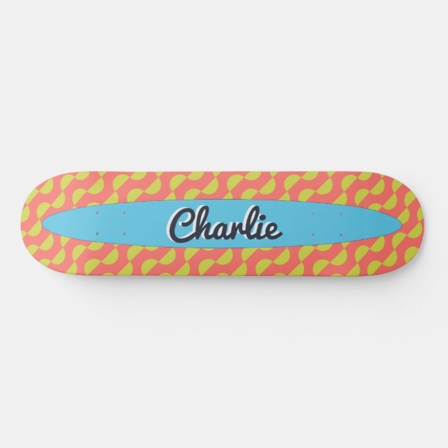 Personalized Colourful Semicircles Pattern Retro Skateboard (Horz)