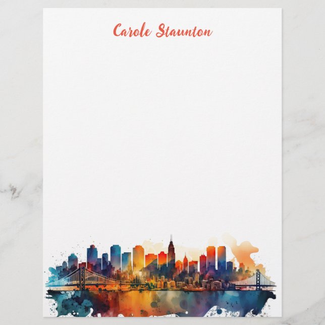 personalized colourful skyline stationery (Front)