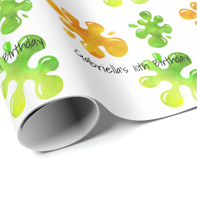 Personalized Colourful Slime Birthday Gift Wrap (Roll Corner)