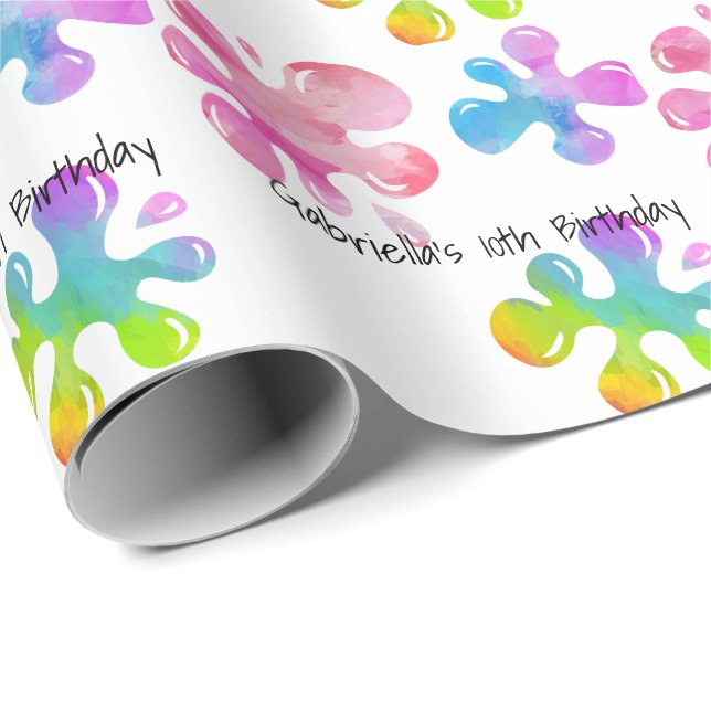 Personalized Colourful Slime Birthday Gift Wrap (Roll Corner)