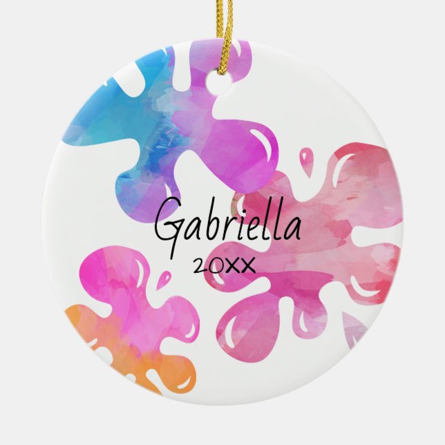 Personalized Colourful Slime Christmas Ornament (Front)