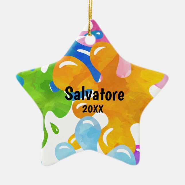 Personalized Colourful Slime Christmas Ornament (Front)