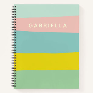 Personalized Colourful Soft Pastel Stripes School Notebook