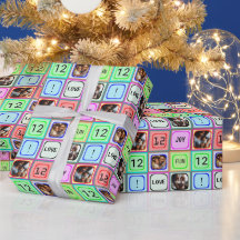 Personalized Colourful Squares with Text, 3 Photos