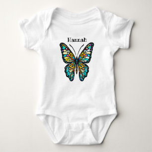 Personalized Colourful Stained Glass Butterfly Baby Bodysuit