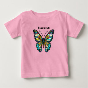 Personalized Colourful Stained Glass Butterfly Baby T-Shirt