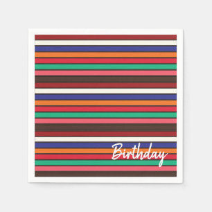 Personalized Colourful Stripes Birthday Party Napkin