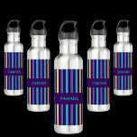 Personalized Colourful Stripes Pattern 710 Ml Water Bottle<br><div class="desc">Personalized Colourful Stripes Pattern stainless steel water bottle. Customize it with your name for a chic girly unique look.</div>