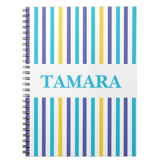 Personalized Colourful Stripes Pattern Notebook (Front)