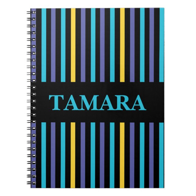 Personalized Colourful Stripes Pattern Notebook (Front)