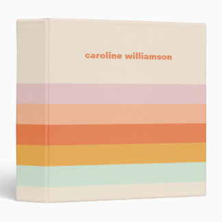 Personalized Colourful Stripes Retro Candy Pastel Binder