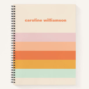 Personalized Colourful Stripes Retro Candy Pastel Notebook
