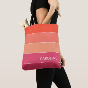 Personalized Colourful Summer Stripe Art Tote Bag