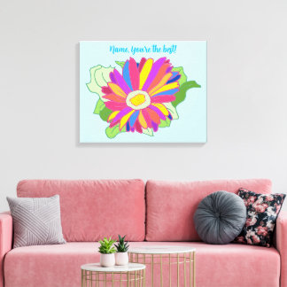 Personalized, Colourful Sunflower Autograph Canvas Print