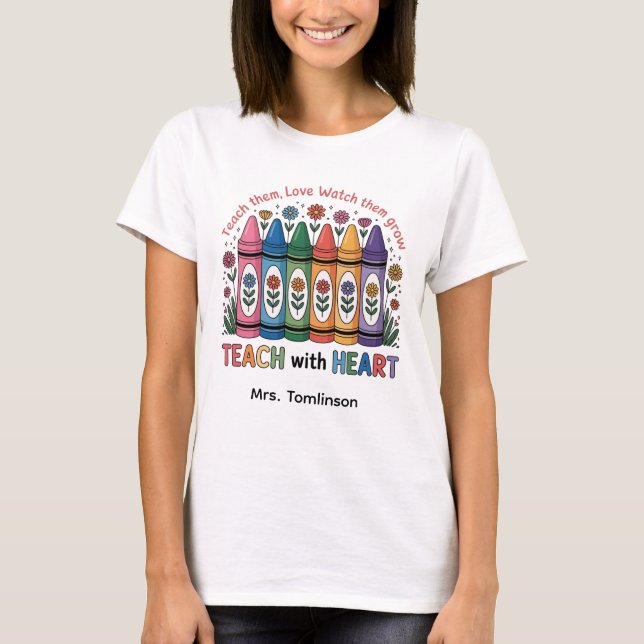 Personalized Colourful TEACH with HEART T-Shirt (Front)
