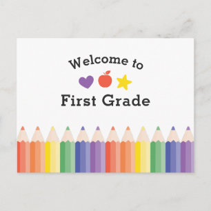 Personalized Colourful Teacher Welcome First Grade Postcard