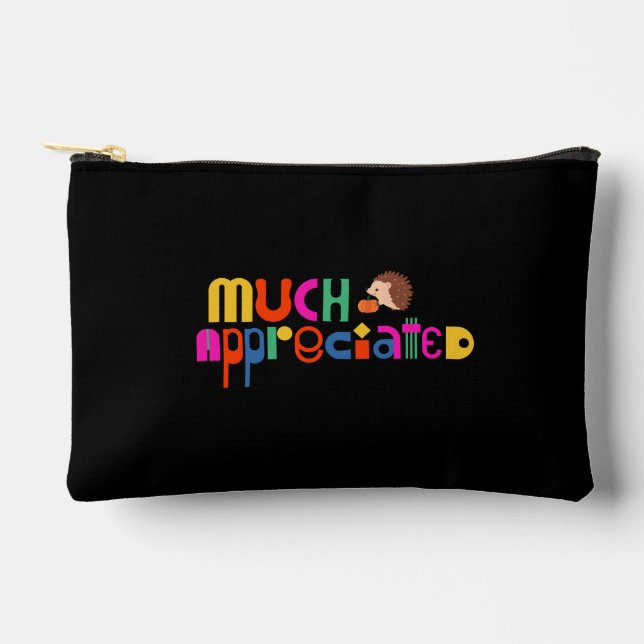 Personalized Colourful Thank you theme on black Accessory Pouch (Front)