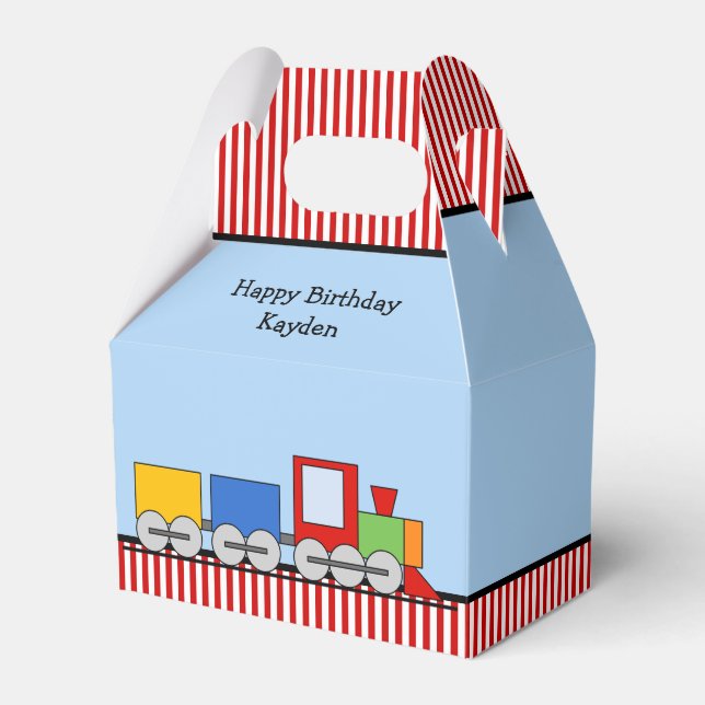 Personalized Colourful Train Birthday Favor Box (Front Side)