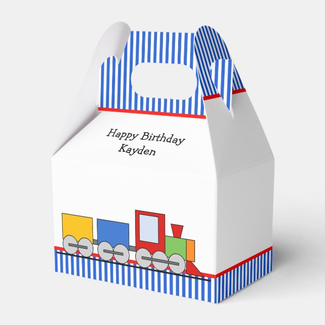 Personalized Colourful Train Birthday Favour Box (Front Side)