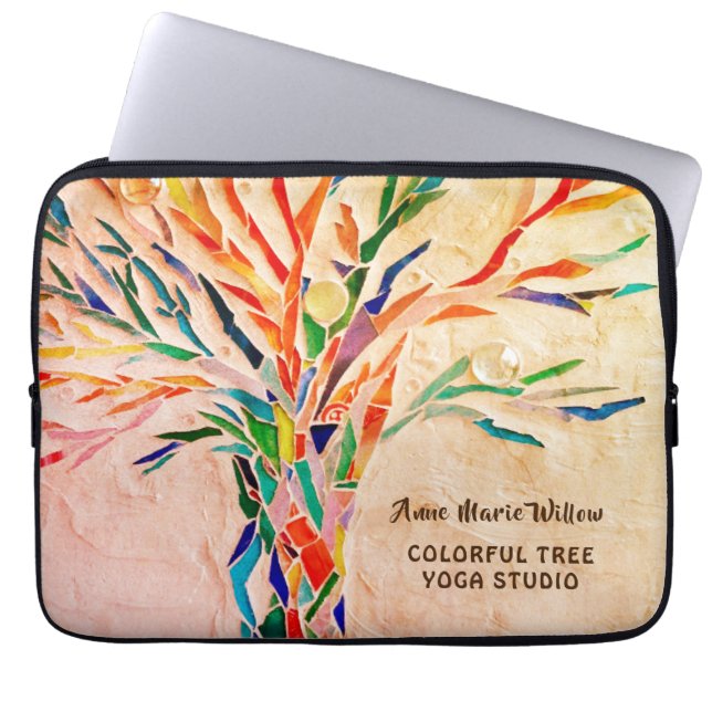 Personalized Colourful Tree Beige Laptop Sleeve (Front)
