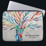 Personalized Colourful Tree Life Coach Laptop Sleeve<br><div class="desc">This unique Lap Top Sleeve is decorated with a print of a mosaic tree made of tiny pieces of brightly coloured glass. Easily customizable with your name and profession. Use the Customize Further option to change the text size, style or colour if you wish. Because we create our own artwork...</div>