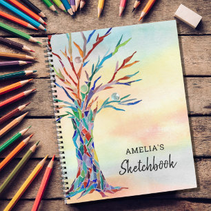Personalized Colourful Tree Sketchbook Notebook