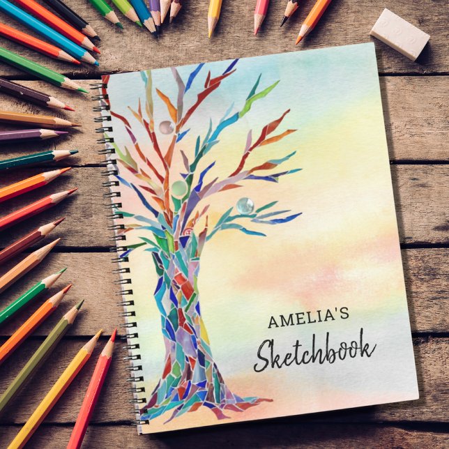 Personalized Colourful Tree Sketchbook Notebook (Creator Uploaded)