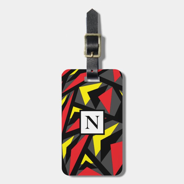 Personalized Colourful Triangle Stripes Pattern Luggage Tag (Front Vertical)