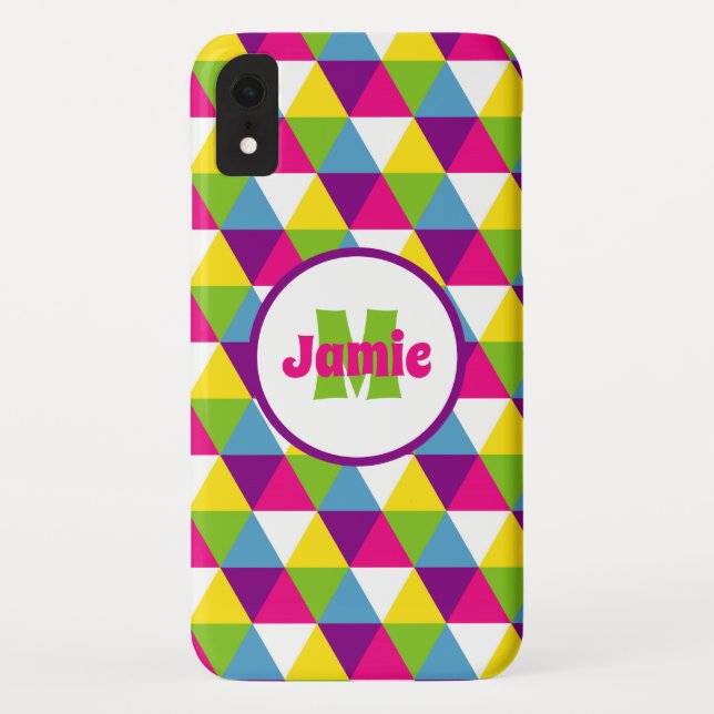 Personalized Colourful Triangles Pattern Case-Mate iPhone Case (Back)