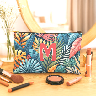 Personalized Colourful Tropical Leaves Art Pattern Accessory Pouch