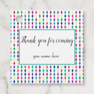 personalized colourful twinkling rhombus patterned favour tags