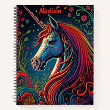 Personalized Colourful Unicorn and Flowers