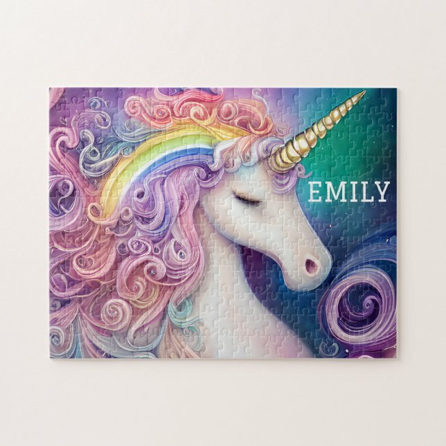 Personalized Colourful Unicorn Jigsaw Puzzle (Horizontal)