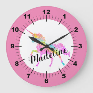 Personalized Colourful Unicorn Large Clock