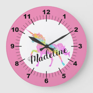 Personalized Colourful Unicorn Large Clock