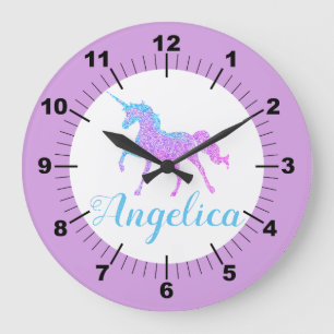 Personalized Colourful Unicorn Large Clock